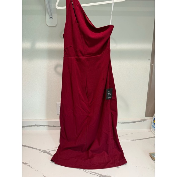 NWT Lulus So Flirty Dark‎ Magenta One-Shoulder Cutout Asymmetrical Dress Large - Picture 4 of 10